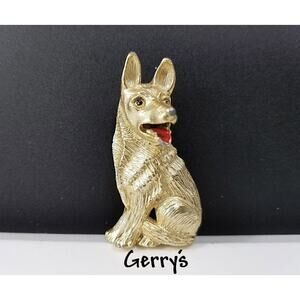 Vintage German Shepard Brooch, Gerry's Gold Tone Dog Lovers Pin, 1 3/4 Inches